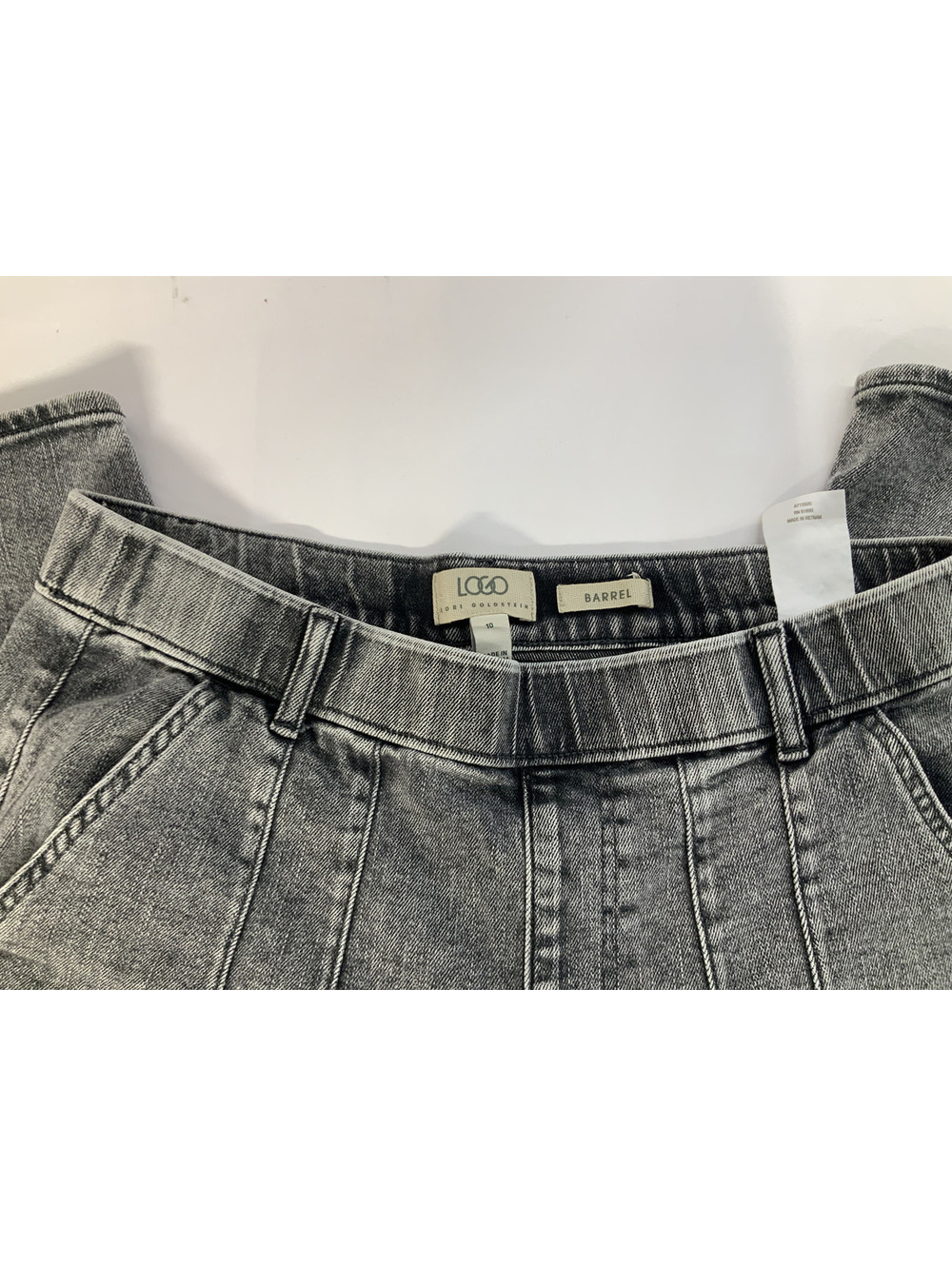 STONE WASH LOGO BARREL ANKLE JEANS-SIZE 10